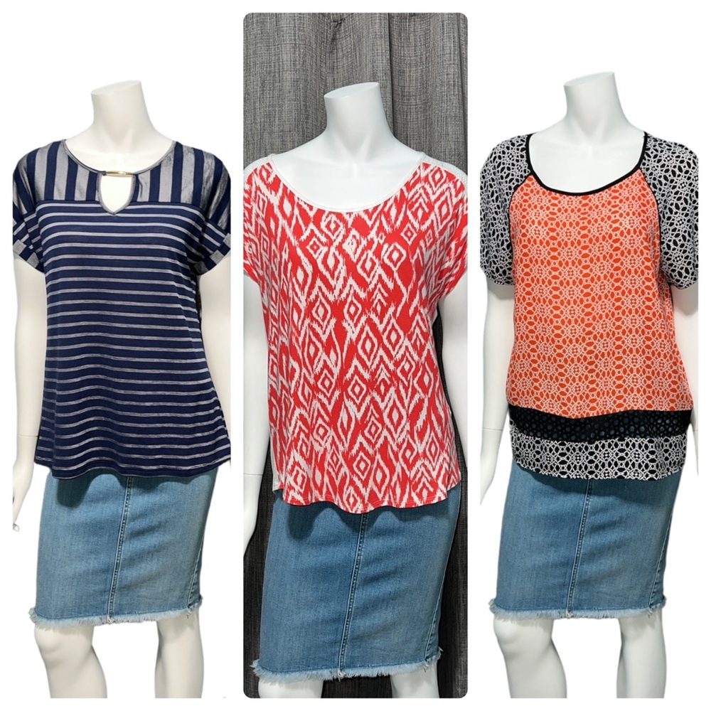 BUNDLE OF THREE Women’s Print Fashion Tops Various Brands MEDIUM